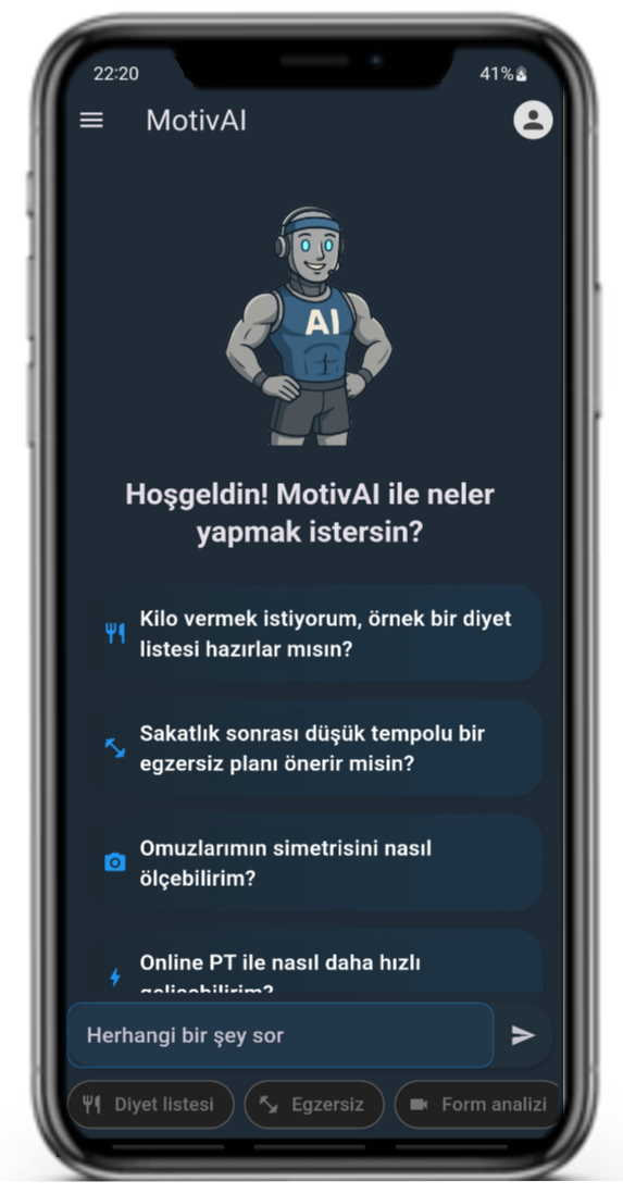 MotivAI Mobil Uygulama Ekran Görüntüsü